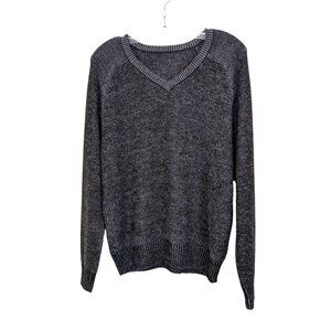 Mens Medium Alpaca Blend Sweater Made In Peru Gray Super Soft Ribbed Hem Cuffs
